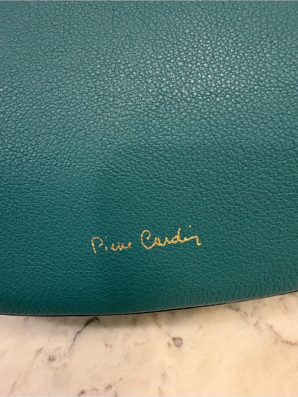 Pierre Cardin Paris Genuine Cow Leather Teal Hobo Shoulder Bag NWOT